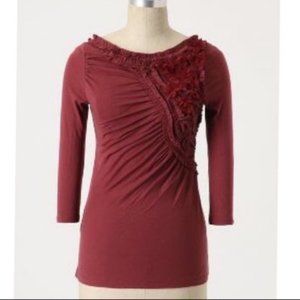 Deletta Frappe Floral burgundy Top